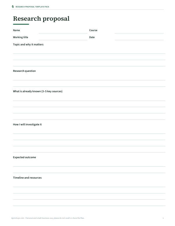 Preview of Short Student Research Proposal