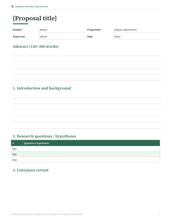 Preview of Thesis Dissertation Proposal Template